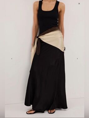 DISSH Charli Black Satin Maxi Skirt